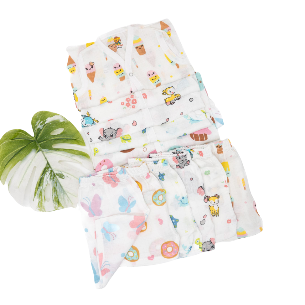 Muslin Sleeveless Short Set