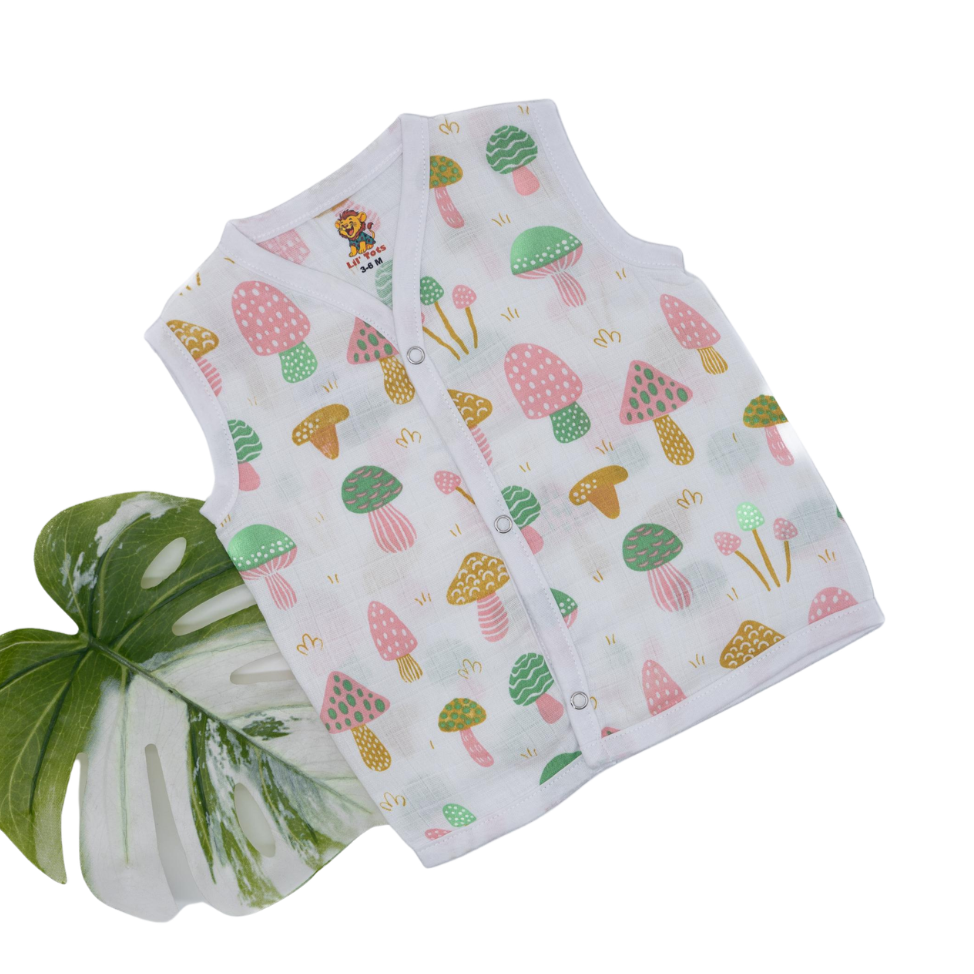 Muslin Sleeveless White Jabala