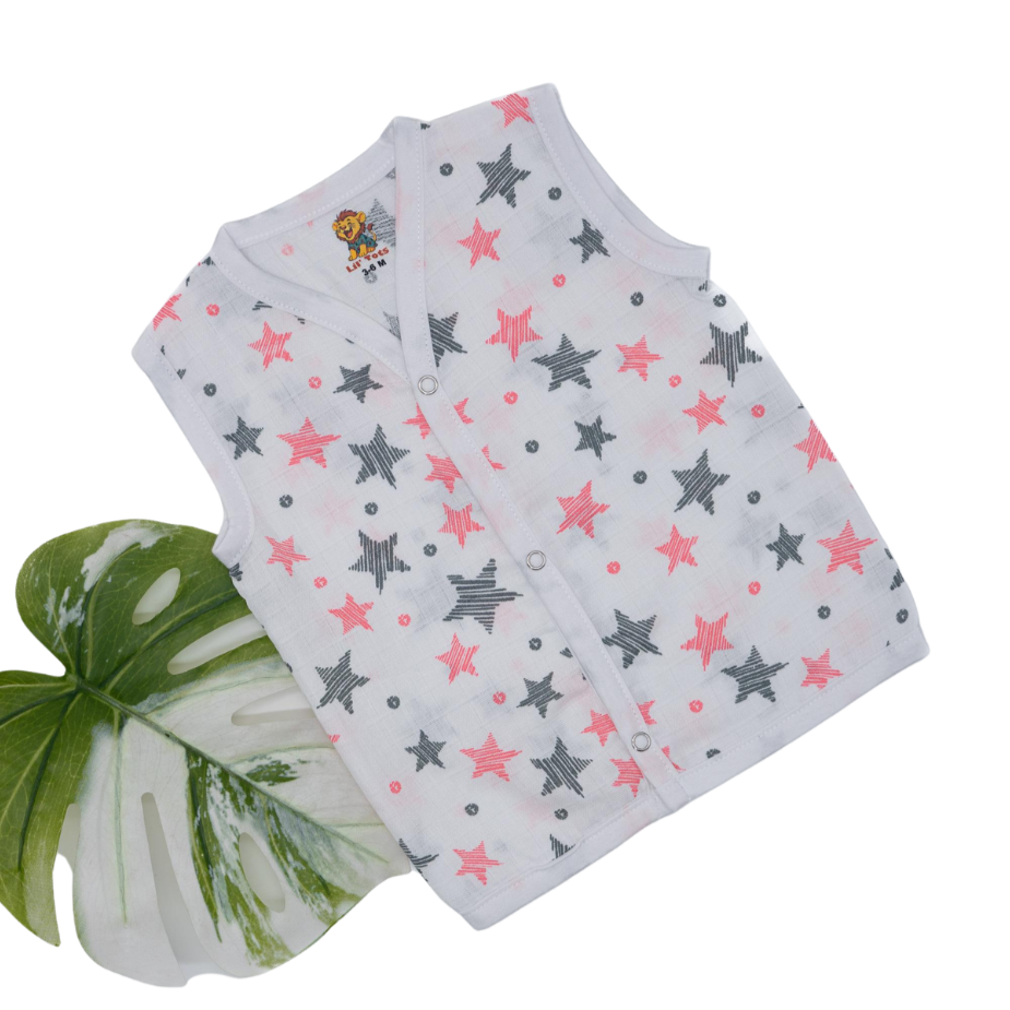 Muslin Sleeveless White Jabala