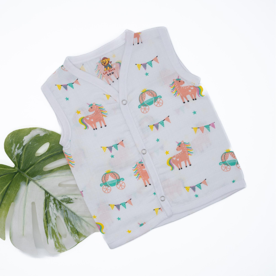 Muslin Sleeveless White Jabala
