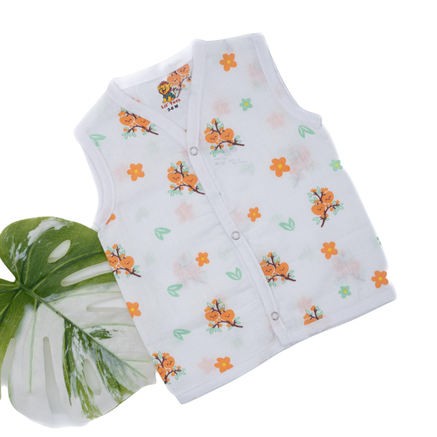 Muslin Sleeveless White Jabala