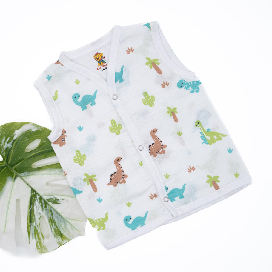 Muslin Sleeveless White Jabala