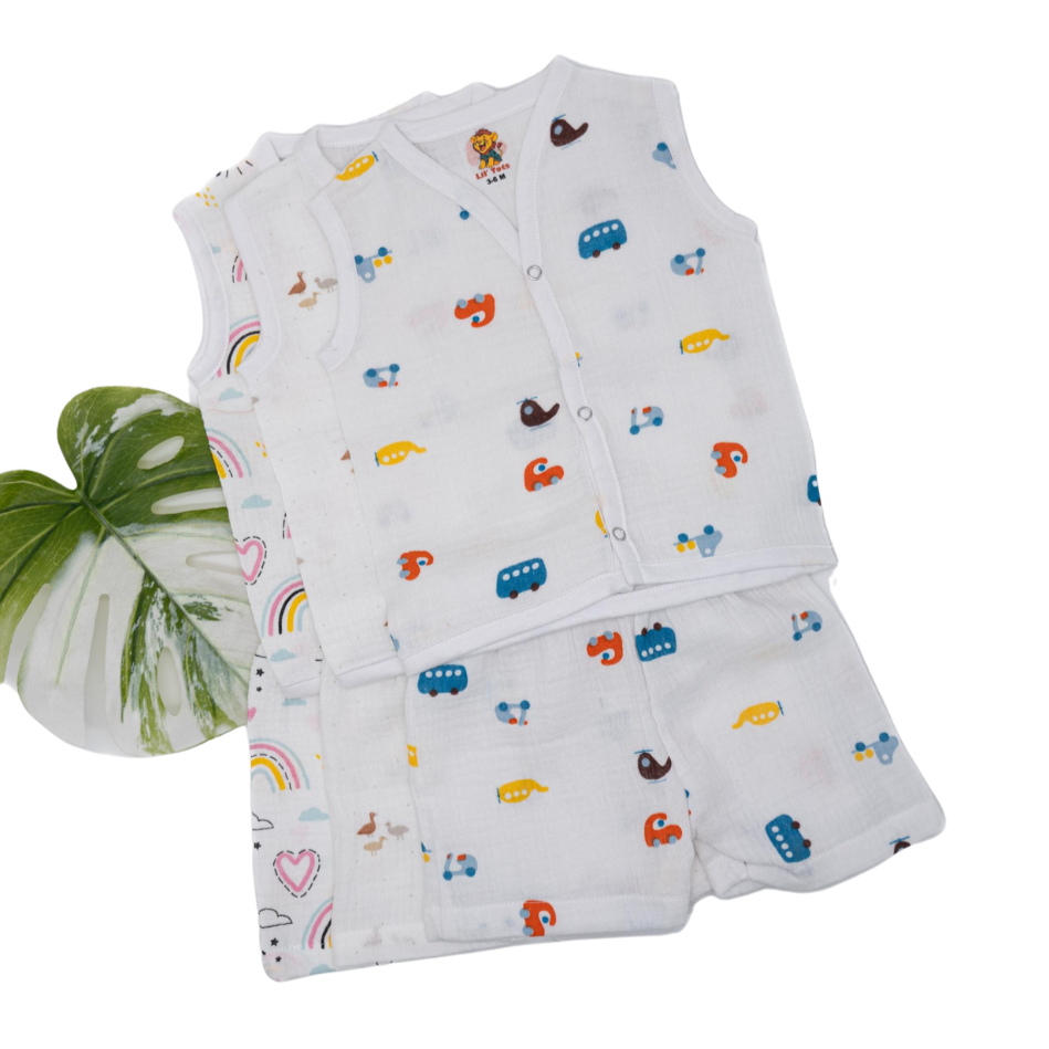 Crincle Sleeveless Short Set