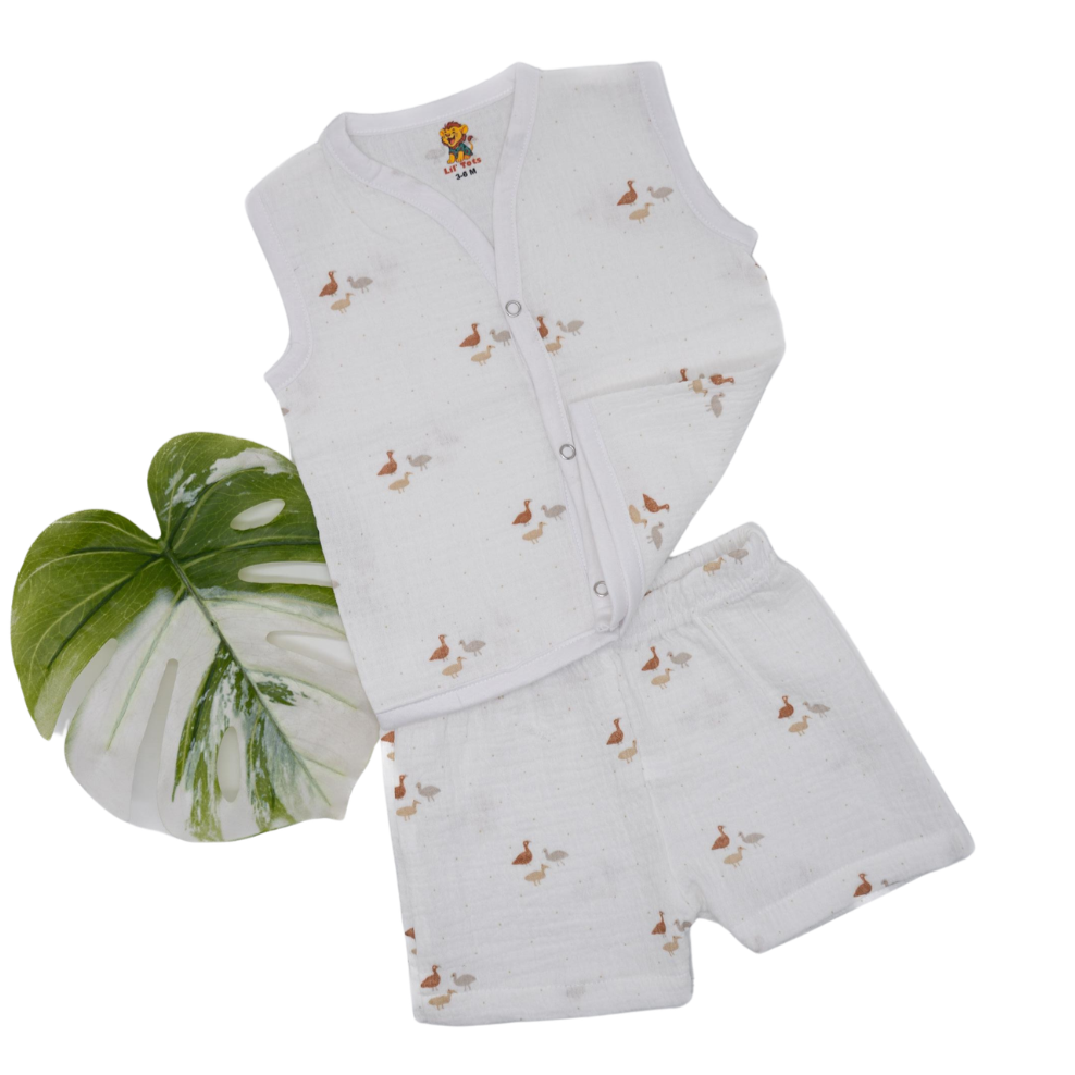 Crincle Sleeveless Short Set